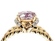 Halo Engagement Ring Setting for Fancy Pink Oval Center with Rope Twist Split Shank and Prong Head in Yellow Gold