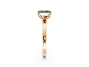 Solitaire Engagement Ring Setting for Fancy Green Radiant Cut Center with Thin Rounded Plain Band and Prong Head in Rose Gold