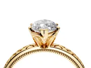 Solitaire Engagement Ring Setting for Marquise Center with Milgrain X Pattern Band and Prong Head in Yellow Gold