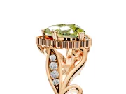 Halo Engagement Ring Setting for Fancy Yellow Heart-Shaped Center with Leaf Motif Split Shank and Prong Head in Rose Gold