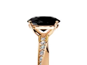 Side Accent Engagement Ring Setting for Fancy Black Oval Center with Accent Shoulders and Prong Head in Rose Gold