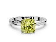 Solitaire Engagement Ring Setting for Fancy Yellow Cushion Cut Center with Plain Bypass Twist Band and Prong Head in Sterling Silver