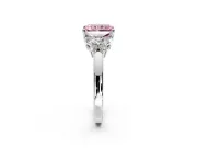 Solitaire Engagement Ring Setting for Fancy Pink Radiant Cut Center with Marquise Flower Shoulders and Prong Head in White Gold