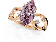 Solitaire Engagement Ring Setting for Fancy Pink Marquise Center with Criss-Cross Accent Band and Prong Head in Rose Gold