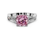 Solitaire Engagement Ring Setting for Fancy Pink Cushion Cut Center with Twisted Pave Split Shank and Prong Head in Platinum