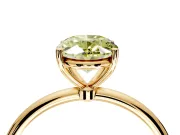 Solitaire Engagement Ring Setting for Fancy Yellow Oval Center with Straight Thin Band and Prong Head in Yellow Gold