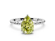 Solitaire Engagement Ring Setting for Fancy Yellow Pear-Shaped Center with Plain Twisted Rope Band and Prong Head in Platinum