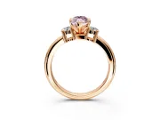 3 Stone Engagement Ring Setting for Fancy Pink Marquise Center with Wide Plain Band and Prong Head in Rose Gold