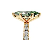 Solitaire Engagement Ring Setting for Fancy Green Marquise Center with Fine Pave Band and Claw Prong Head in Yellow Gold