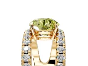 Solitaire Engagement Ring Setting for Fancy Yellow Round Cut Center with Wide-Open Split Shank and Prong Head in Yellow Gold