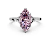 Solitaire Engagement Ring Setting for Fancy Pink Marquise Center with Plain Split Shank and Prong Head in Sterling Silver
