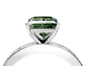 Solitaire Engagement Ring Setting for Fancy Green Princess Cut Center with Channel Baguette Band and Prong Head in Platinum