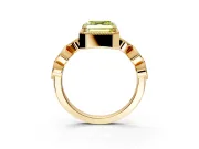Vintage Station Engagement Ring Setting for Fancy Yellow Asscher Cut Center with Accents and Prong Head in Yellow Gold