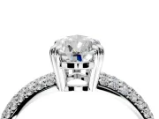 Solitaire Engagement Ring Setting for Pear-Shaped Center with Multi-Row Pave Accents and Basket Head in Sterling Silver
