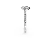Solitaire Engagement Ring Setting for Pear-Shaped Center with Pave Band and Claw Prong Head in White Gold