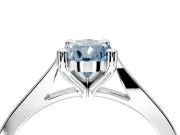 Solitaire Engagement Ring Setting for Fancy Blue Pear-Shaped Center with Tapered Shoulders and Prong Head in White Gold