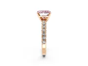 Solitaire Engagement Ring Setting for Fancy Pink Radiant Cut Center with Large Accents and Prong Head in Rose Gold