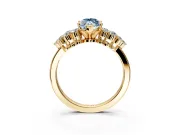 Cluster Engagement Ring Setting for Fancy Blue Marquise Center with 2-Row Shoulder Clusters and Prong Head in Yellow Gold