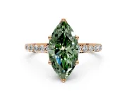 Solitaire Engagement Ring Setting for Fancy Green Marquise Center with Fine Pave Accents and Prong Head in Rose Gold