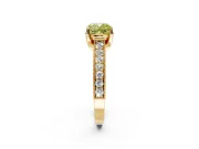 Solitaire Engagement Ring Setting for Fancy Yellow Cushion Cut Center with Milgrain-Framed Pave Band and Prong Head in Yellow Gold
