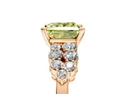 Cluster Engagement Ring Setting for Fancy Yellow Princess Cut Center with 2-Row Shoulder Clusters and Prong Head in Rose Gold
