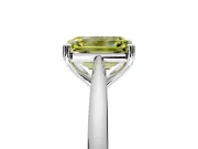 Solitaire Engagement Ring Setting for Fancy Yellow Emerald Cut Center with Narrow Cathedral Band and Prong Head in Platinum
