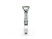 Solitaire Engagement Ring Setting for Fancy Green Radiant Cut Center with Channel-Set Accents and Prong Head in Platinum