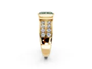 Bezel Engagement Ring Setting for Fancy Green Radiant Cut Center with Wide Channel-Set Band and Bezel Head in Yellow Gold