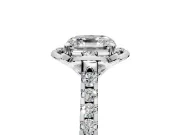 Floral Engagement Ring Setting for Asscher Cut Center with Pave Band and Floral Prong Head in Sterling Silver