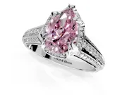 Solitaire Engagement Ring Setting for Fancy Pink Pear-Shaped Center with Accented Split Shank and Prong Head in White Gold