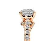 Solitaire Engagement Ring Setting for Cushion Cut Center with Crossover Accents and Prong Head in Rose Gold
