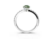 Solitaire Engagement Ring Setting for Fancy Green Pear-Shaped Center with Large Accent Band and Prong Head in Platinum