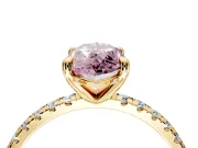 Solitaire Engagement Ring Setting for Fancy Pink Marquise Center with Fine Pave Narrow Band and Prong Head in Yellow Gold