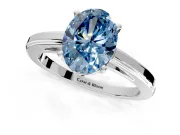 Solitaire Engagement Ring Setting for Fancy Blue Oval Center with Flat-Sided Plain Band and Prong Head in Sterling Silver