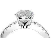 Solitaire Engagement Ring Setting for Cushion Cut Center with Single Row Accent Band and Prong Head in Sterling Silver