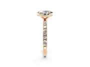 Solitaire Engagement Ring Setting for Oval Center with Micro Pave Band and Prong Head in Rose Gold