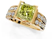 Bezel Engagement Ring Setting for Fancy Yellow Princess Cut Center with Wide Channel-Set Band and Bezel Head in Yellow Gold