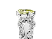 Solitaire Engagement Ring Setting for Fancy Yellow Pear-Shaped Center with Filigree Accent Basket and Prong Head in Platinum