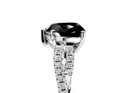 Solitaire Engagement Ring Setting for Fancy Black Heart-Shaped Center with Twisted Pave Split Shank and Prong Head in Sterling Silver
