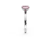 Solitaire Engagement Ring Setting for Fancy Pink Asscher Cut Center with Thin Rounded Plain Band and Prong Head in White Gold