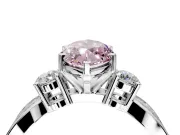 3 Stone Engagement Ring Setting for Fancy Pink Marquise Center with Pave Twist Band and Prong Head in Sterling Silver