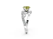 Solitaire Engagement Ring Setting for Fancy Yellow Round Cut Center with Pave Bypass Twist Band and Prong Head in Platinum