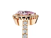 Halo Engagement Ring Setting for Fancy Pink Pear-Shaped Center with Inner Milgrain Border and Prong Head in Rose Gold