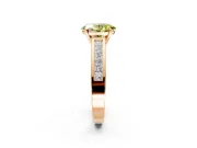 Solitaire Engagement Ring Setting for Fancy Yellow Oval Center with Princess Cut Channel Band and Prong Head in Rose Gold