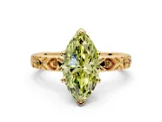 Solitaire Engagement Ring Setting for Fancy Yellow Marquise Center with XO Engraved Band and Prong Head in Yellow Gold