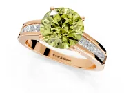 Solitaire Engagement Ring Setting for Fancy Yellow Round Cut Center with Princess Cut Channel Band and Prong Head in Rose Gold