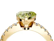 Solitaire Engagement Ring Setting for Fancy Yellow Heart-Shaped Center with Single Row Accent Band and Prong Head in Yellow Gold