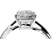 Solitaire Engagement Ring Setting for Princess Cut Center with Plain Bypass Twist Band and Prong Head in Platinum