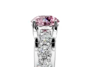 Solitaire Engagement Ring Setting for Fancy Pink Round Cut Center with Graduated Shared Prongs and Prong Head in Sterling Silver