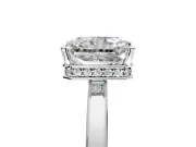 Hidden Halo Engagement Ring Setting for Radiant Cut Center with Wide Flat Plain Band and Prong Head in Sterling Silver